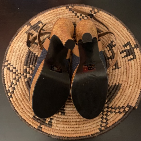 Wrap-around-ankle Blue Jean heels with cork bottom - Picture 5 of 5